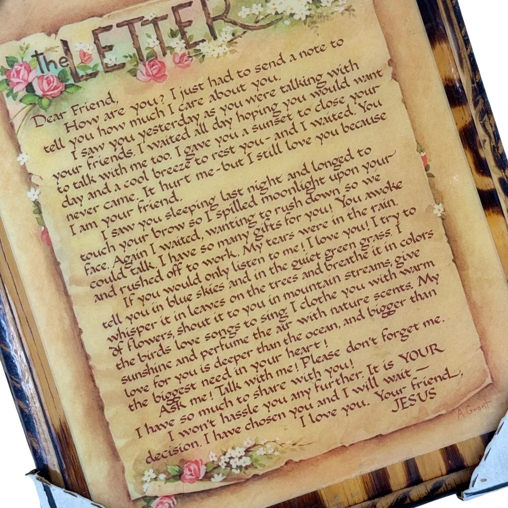 Vintage The Letter Jesus Religious Wood Plaque Wall Art 8x10 USA Inspirational